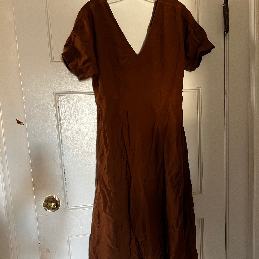 Madewell Brown Puff Sleeve Dress